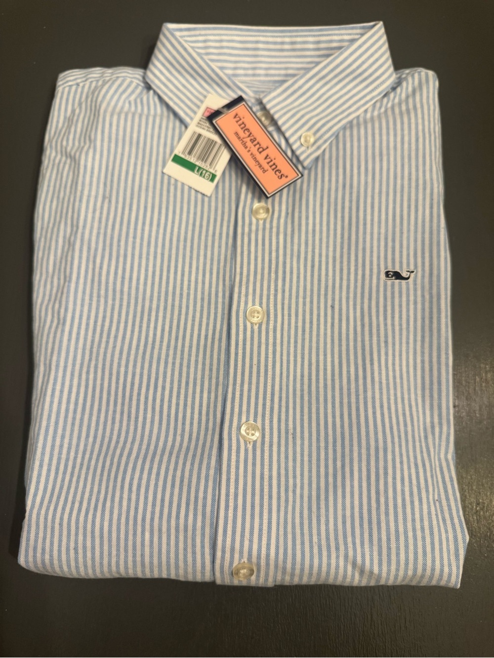 Vineyard Vines Men’s Blue and White Striped Button-Down Shirt